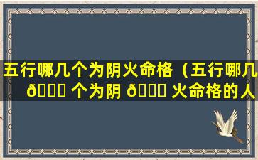 五行哪几个为阴火命格（五行哪几 🐛 个为阴 🐎 火命格的人）